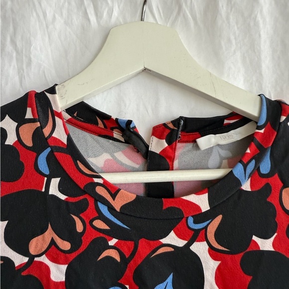 BOSS ELEIKA PRINT JERSEY SHEATH DRESS FLORAL RED BLACK Size XS - Picture 9 of 16